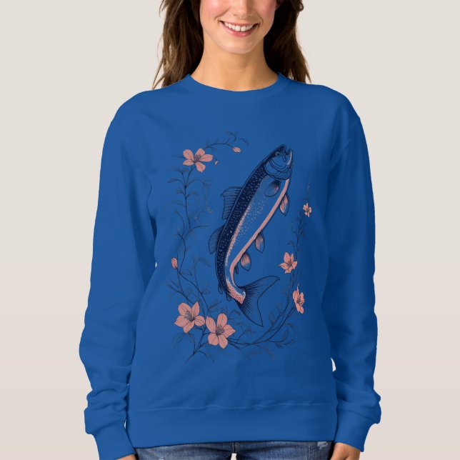 Floral Fish Art – Women’s Sweatshirt T Shirt (Framsida)