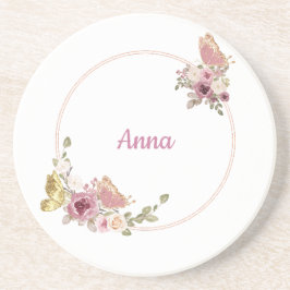 Floral Fjäril Rose Guld – Elegant Anpassad Design Underlägg