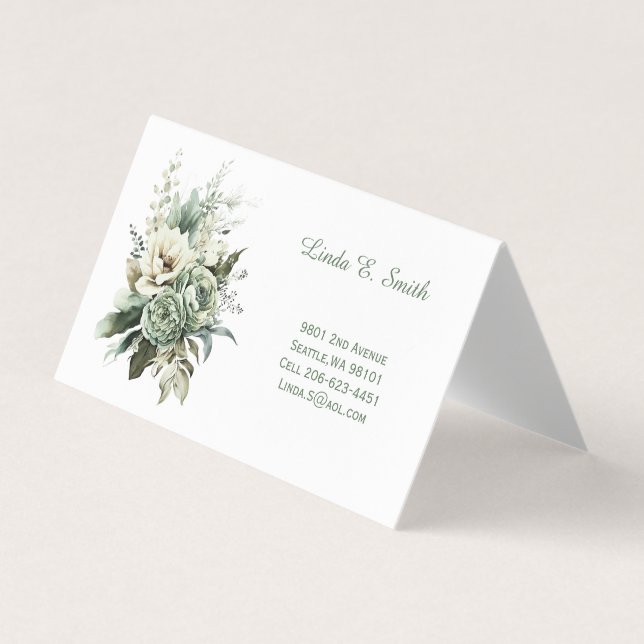 Floral Folded Calling Card Visitkort (Framsida)