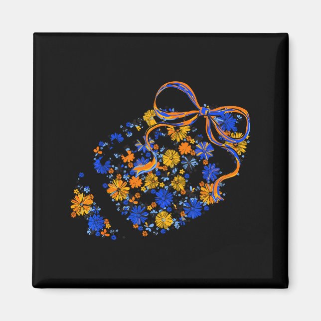 Floral Football Game Day Coquette Team Srit Blue & Magnet (Framsidan)