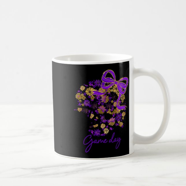 Floral Football Game Day Girly Team Srit Purple Bl Kaffemugg (Höger)