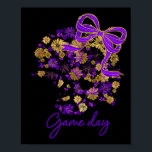 Floral Football Game Day Girly Team Srit Purple Bl Poster<br><div class="desc">Floral Football Game Day Girly Team Srit Purple Black Gold</div>