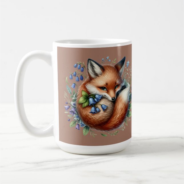 Floral Fox Botanical Woodland Brown Kaffemugg (Vänster)