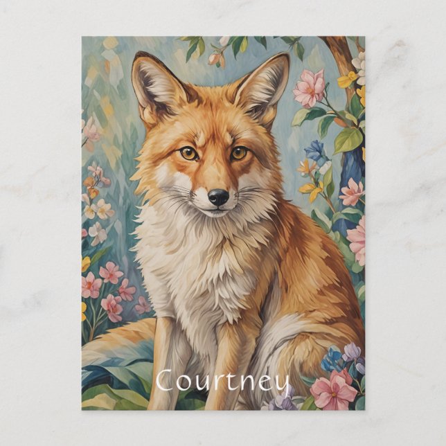 Floral Fox: En räv bland blommor Vykort (Framsida)