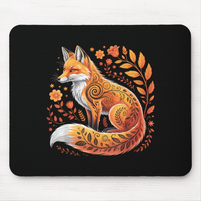 Floral Fox Flowers Art Fox In Autumn - Fall Fox  Musmatta (Framsidan)