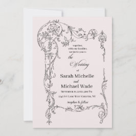 Floral Frame Calligraphy Wedding Invitation Inbjudningar