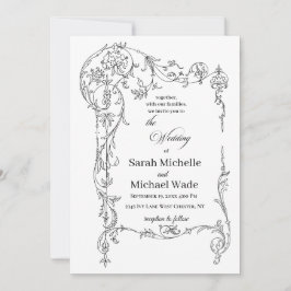 Floral Frame Calligraphy Wedding Invitation Inbjudningar