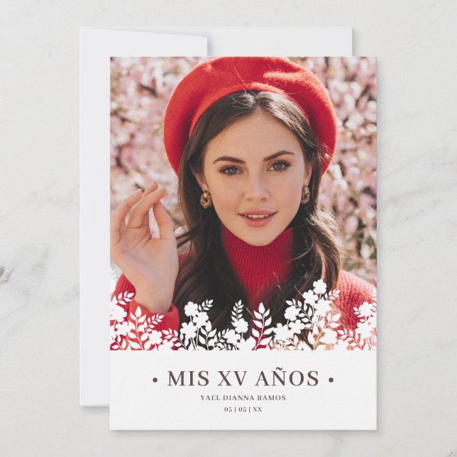 Floral Frame Elegant Spanish Photo Quinceañera (Framsida)