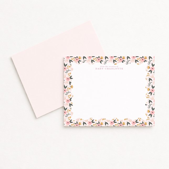 Floral Frame Nursery  Note Card Inbjudningar (Skapare uppladdad)