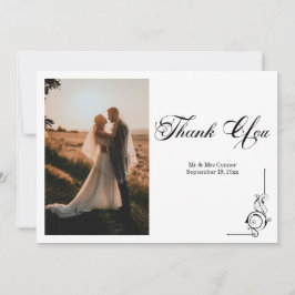 Floral Frame Photo Thank You Card Tack Kort