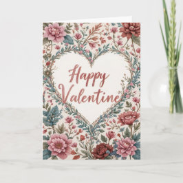 Floral Frame Valentine Romantic Happy Valentines  Kort