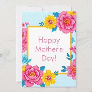 Floral Frame with Vibrant Flowers Julkort