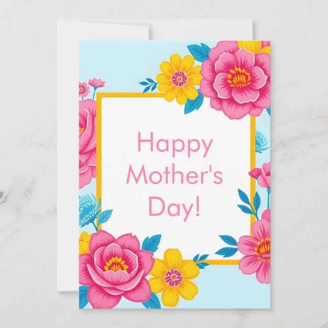 Floral Frame with Vibrant Flowers Julkort (Framsida)
