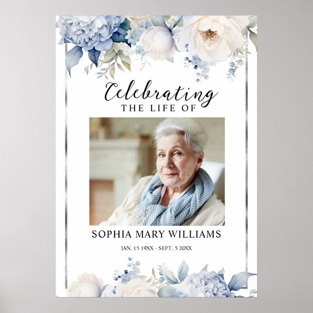 Floral Funeral Celebration of Life Welcome Sign Poster (Framsidan)