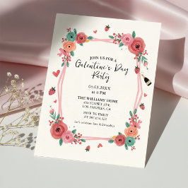 Floral Galentines Day Party Pink Invitation Inbjudningar