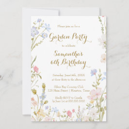 Floral Garden Birthday Invitation Spring Inbjudningar
