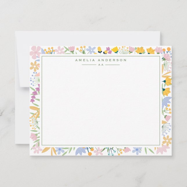 Floral Garden Frame Note Card Inbjudningar (Framsida)