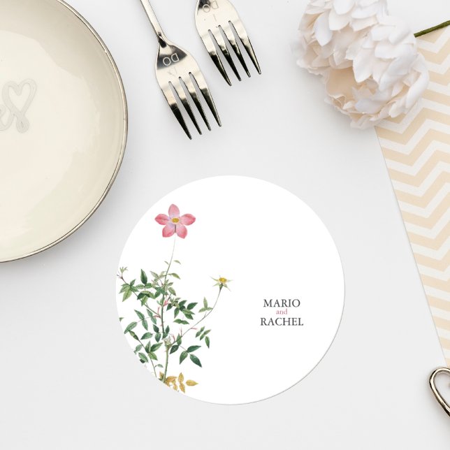 Floral Garden Greenery Drink Coaster Underlägg Papper Rund (Skapare uppladdad)