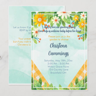 Floral Garden Seeds of Love Baby Shower Invitation Inbjudningar