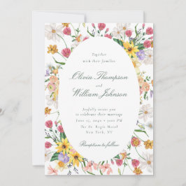 Floral Garden Wedding Invitation with Oval Frame Inbjudningar