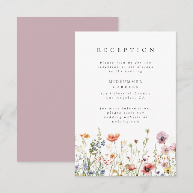 Floral Garden Wedding Reception Enclosure Card Tilläggskort (Fram/baksida)