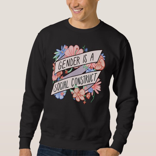 Floral Gender Is A Social Construct Transgender Da Lång Ärmad Tröja (Framsida)