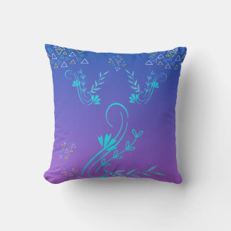 Floral Geometric Gradient Throw Pillow 16" x 16" Kudde