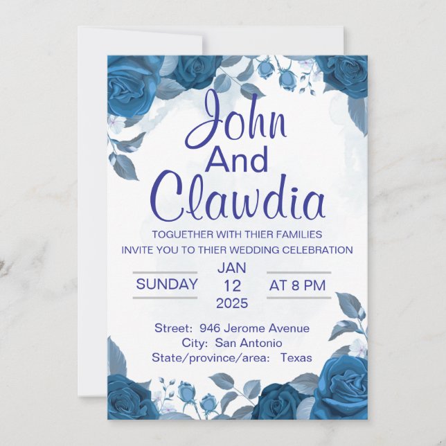  floral geometric personalized wedding invitation inbjudningar (Framsida)