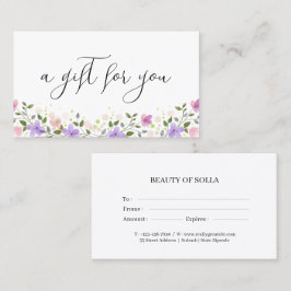 Floral Gift Certificate Card for Small Businesses Visitkort