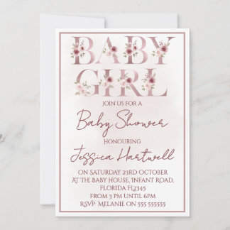 Floral Girl Baby Shower Invitation Inbjudningar
