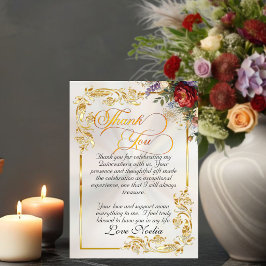 Floral, Gold Leaves & Tiara - Pearl Quinceanera Tack Kort