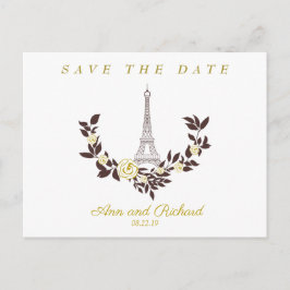 Floral Gold Parisian Wedding Design Meddelande Vykort