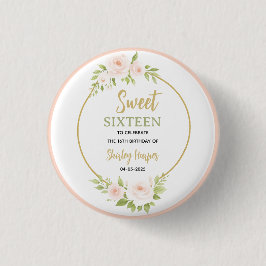 Floral Gold Script Sweet Sixteen Birthday  Knapp