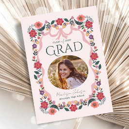 Floral Graduation Photo Elegant Grad Inbjudningar