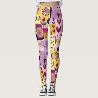 Floral graffiti leggings