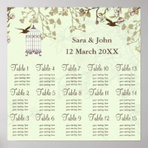 floral green bird cage, love birds  Seating Chart