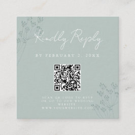 Floral Greenery Wedding Scan Code RSVP Tilläggskort