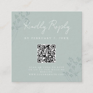 Floral Greenery Wedding Scan Code RSVP Tilläggskort