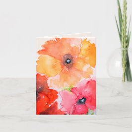 Floral Greeting Card | Red & Golden Garden Blooms Kort