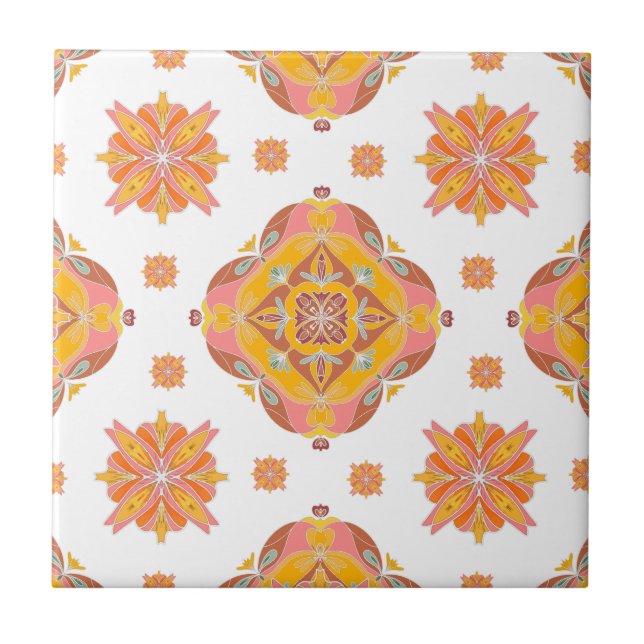 Floral Grid Ceramic Tile Kakelplatta (Framsidan)