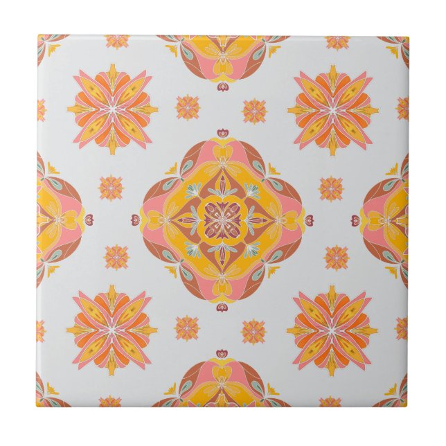 Floral Grid Ceramic Tile Kakelplatta (Framsidan)