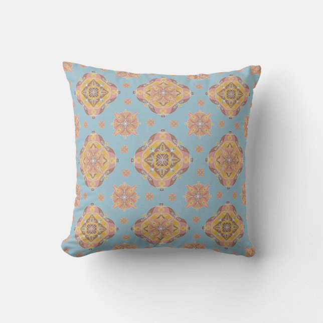 Floral Grid Throw Pillow Kudde (Framsida)