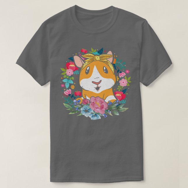 Floral Guinea Pig  T Shirt (Design framsida)