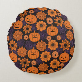 Floral Halloween Rund Kudde