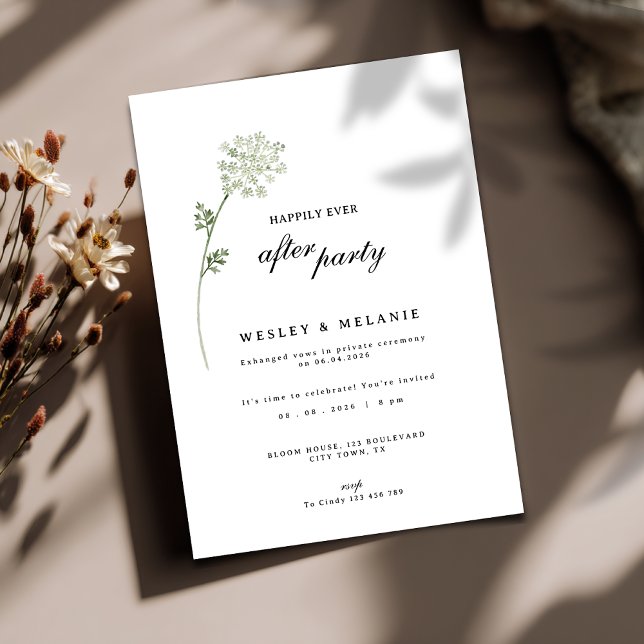 Floral Happily Ever After Party Wedding Reception Inbjudningar (Floral happily ever after party reception wedding invitation.)