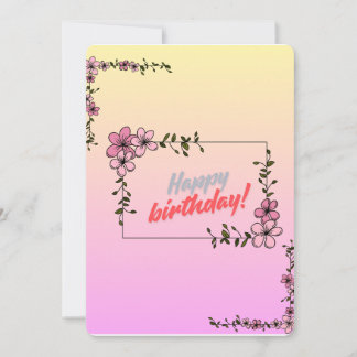 Floral Happy Birthday Card Inbjudningar