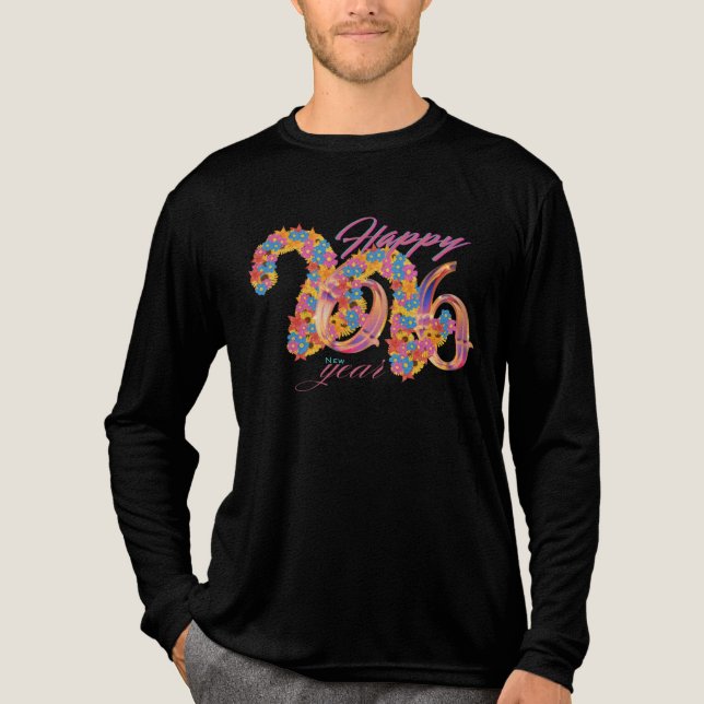 Floral Happy New Year 2026 T Shirt (Framsida)