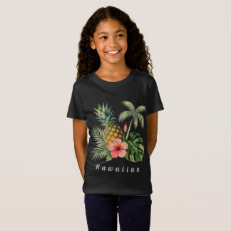 Floral Hawaii Pineapple & Hibiscus Summer Name T Shirt