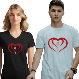Floral Heart 6 7 Meme Valentine Matching T Shirt