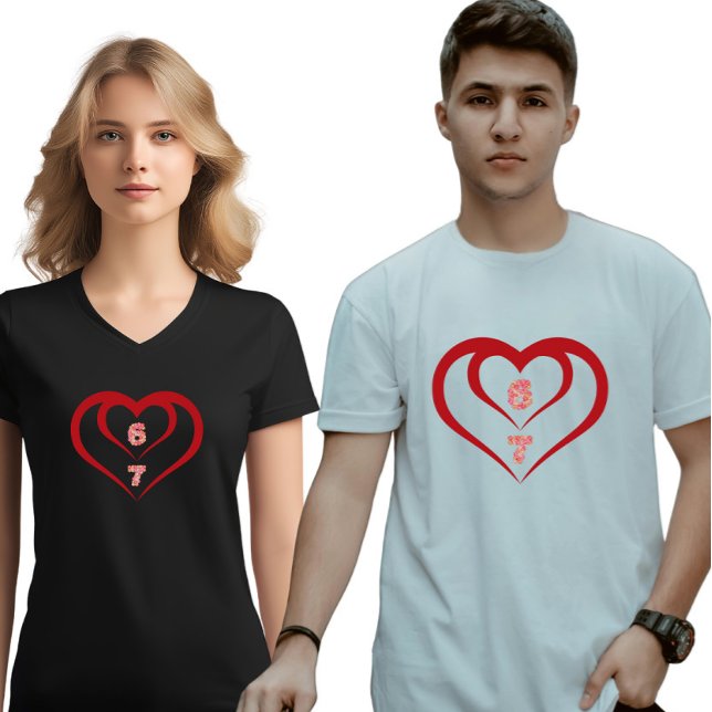 Floral Heart 6 7 Meme Valentine Matching T Shirt (Skapare uppladdad)